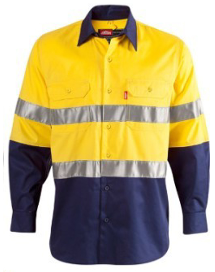 JONSSON VENTED LS REF SHIRT NAVY/YELLOW
