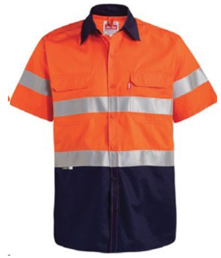 JONSSON WORK SHIRT SS REFL NAVY/ORANGE