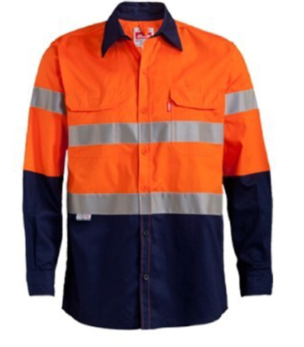 JONSSON VENTED LS REF SHIRT NAVY/ORANGE
