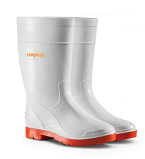 WAYNE 1681 GUMBOOT LADIES CALF WHITE/RED